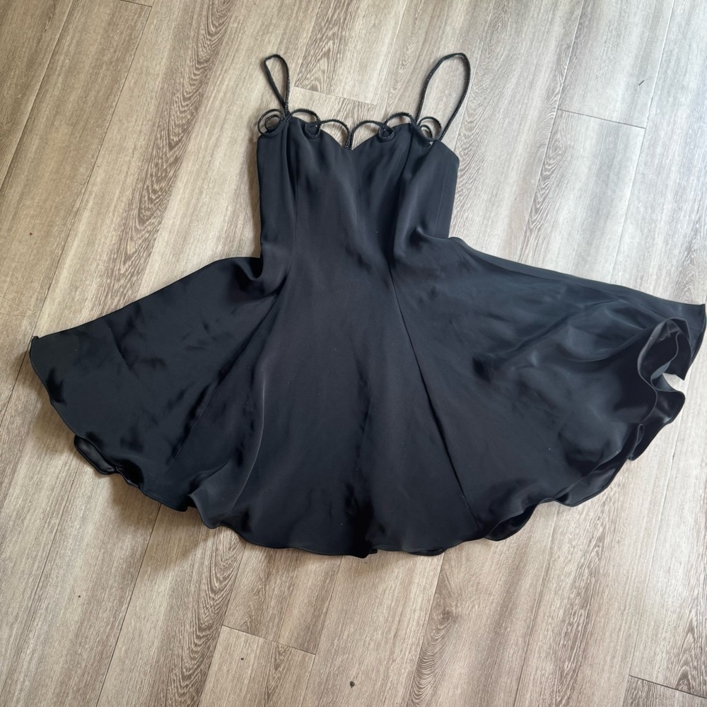 Niteline by Della Roufogali Black Cocktail Prom Dress Embroidered Sz 6